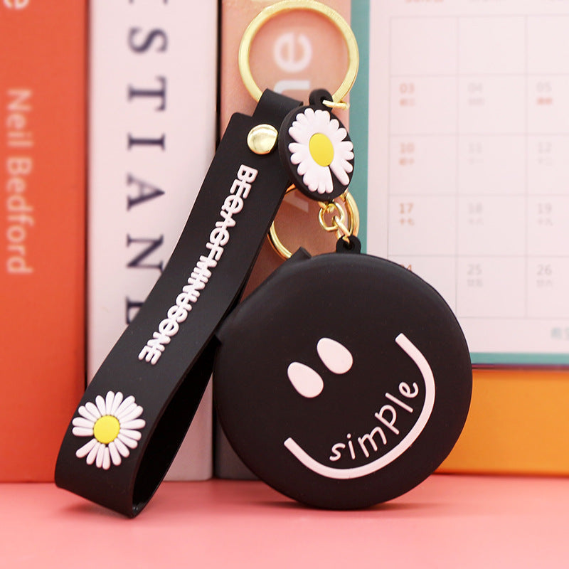 Wholesale Cartoon Portable Small Mirror Folding PVC Keychain